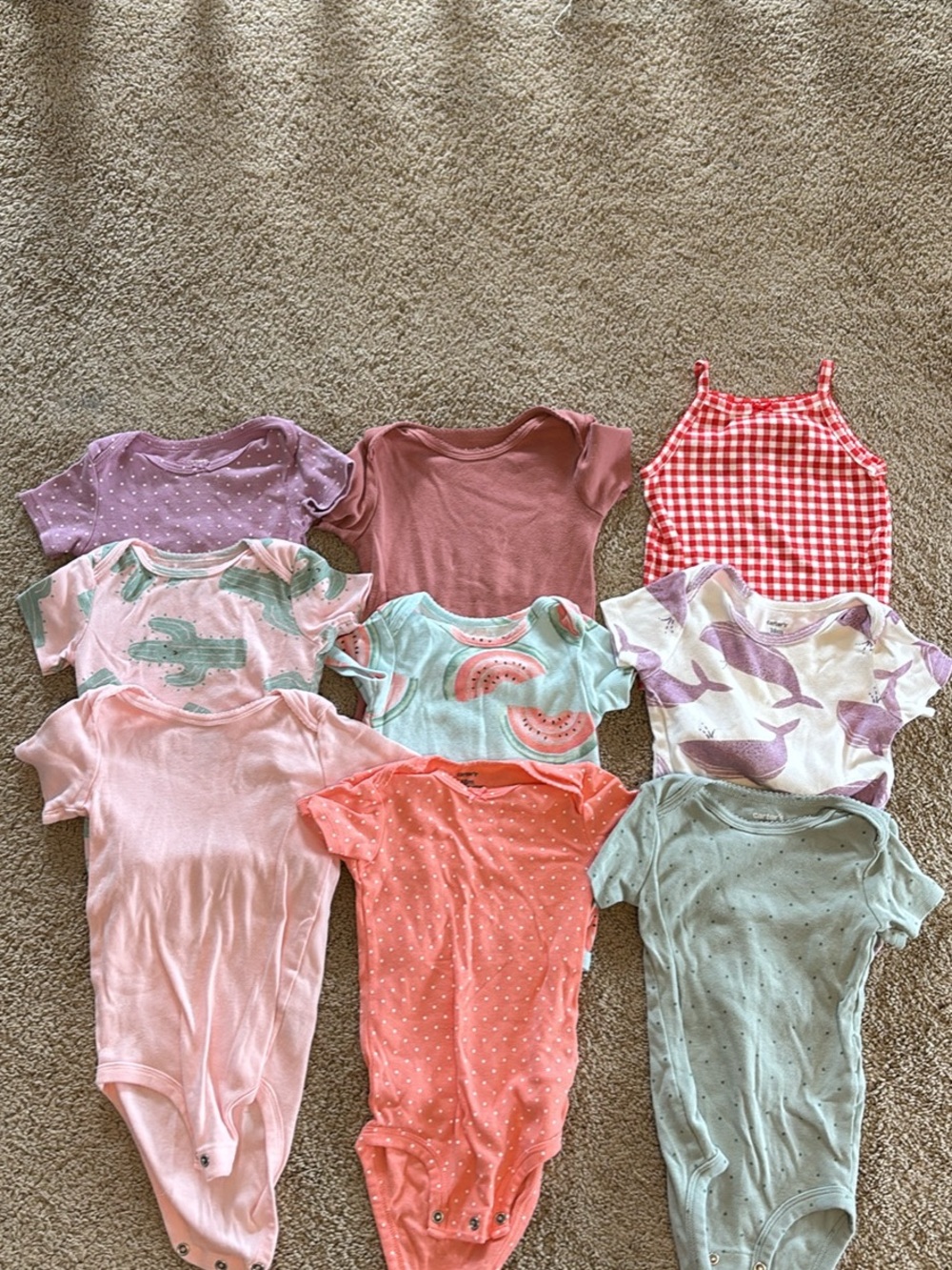 Assorted Girls' One-Piece Bodysuits in Pink, Coral, Purple, Mint